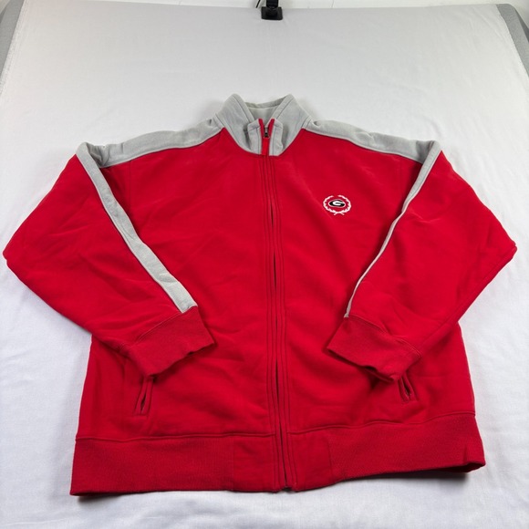 Georgia Bulldogs Jacket Mens Large Red Columbia Full Zip Fleece Casual NCAA - Picture 1 of 11